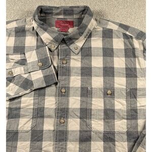The Foundry Supply Co Plaid Flannel Shirt 2XLT Tan Gray Buffalo Plaid